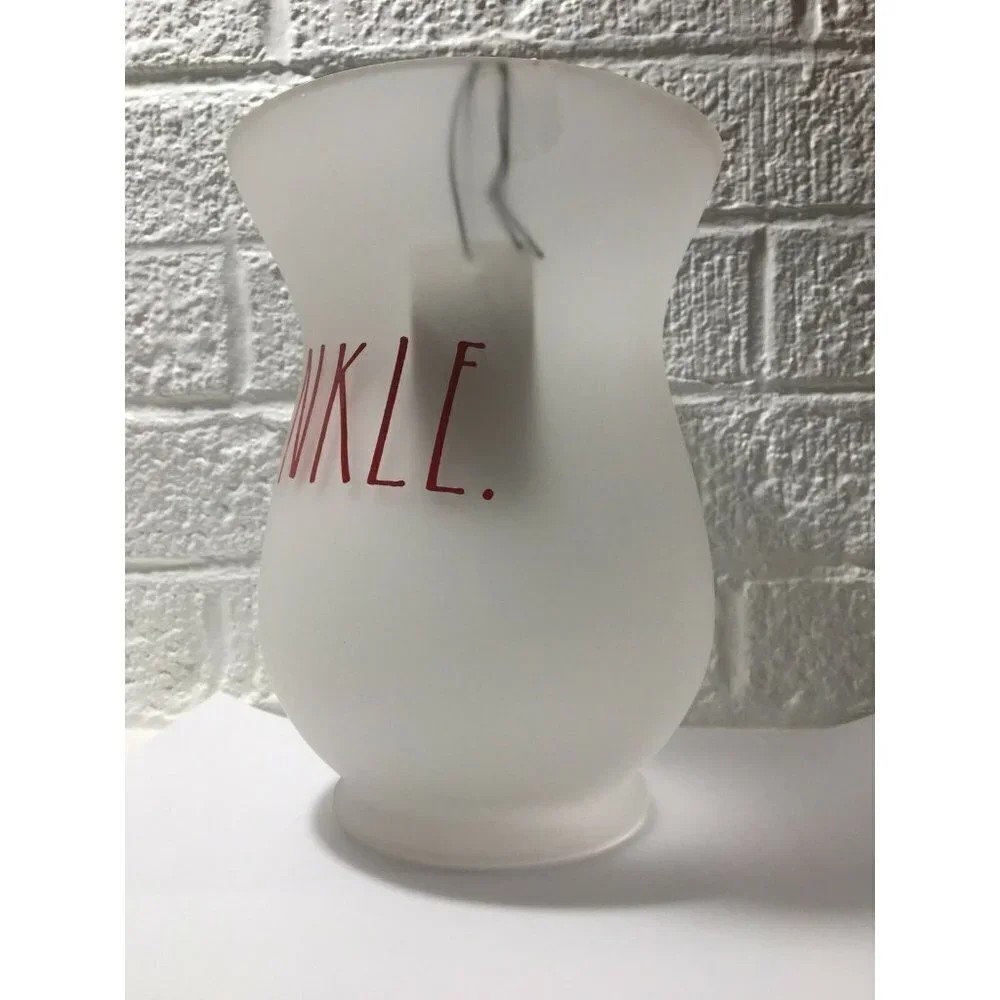 Rae Dunn Christmas Twinkle Frosted Hurricane Large Candle Holder or Vase 8